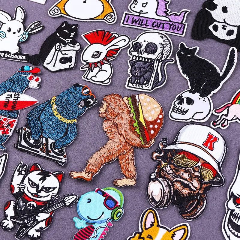 

Animal Hippie Patches For Clothes DIY Patches On Clothes Punk Iron On Patches Embroidered Patches For Clothing Stripe Badge