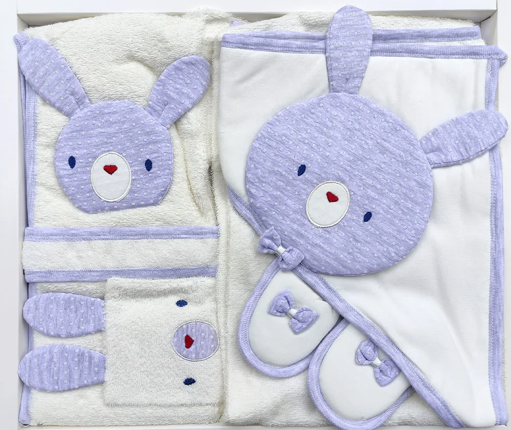 

Cute Rabbit Bathrobe Set Baby Boys with Bathrobe Towel Pouch Slipper
