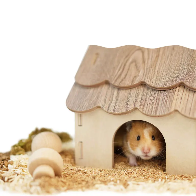 Деревянный хомяк бунгало укрывающее гнездо двухцветная Лоскутная сборка сделай