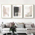 Бежевая и серая абстрактная Акварельная живопись, принты, нейтральная настенная живопись, холст, картина постер в стиле Нордического минимализма, спальня, гостиная