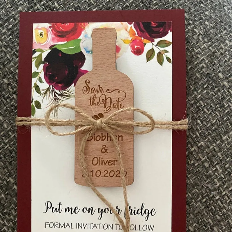 Деревянная винная бутылка в деревенском стиле магнит для сохранения даты