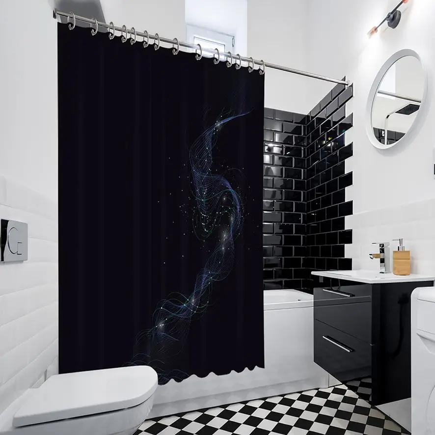 Занавески для душа абстрактные соединяющие точки и линии технологии наука