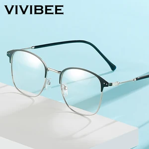 VIVIBEE Metal Photochromic Blue Light Blocking Glasses Men Square Color Change UV400 Gaming Goggles 