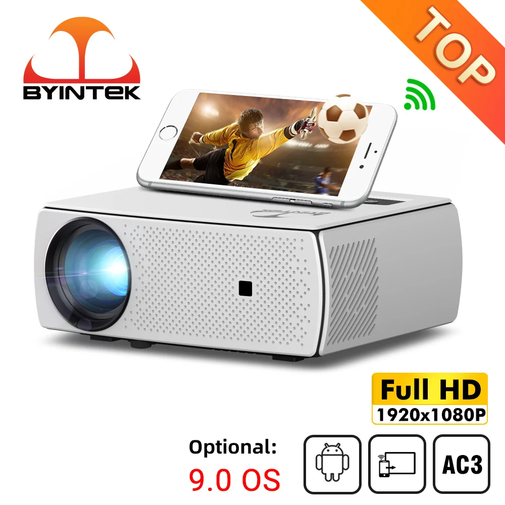 

Хит продаж, светодиодный домашний кинотеатр BYINTEK K18 Full HD 1920x108 0 LCD Smart Android WIFI, портативный мини-проектор 4K 1080P для смартфона