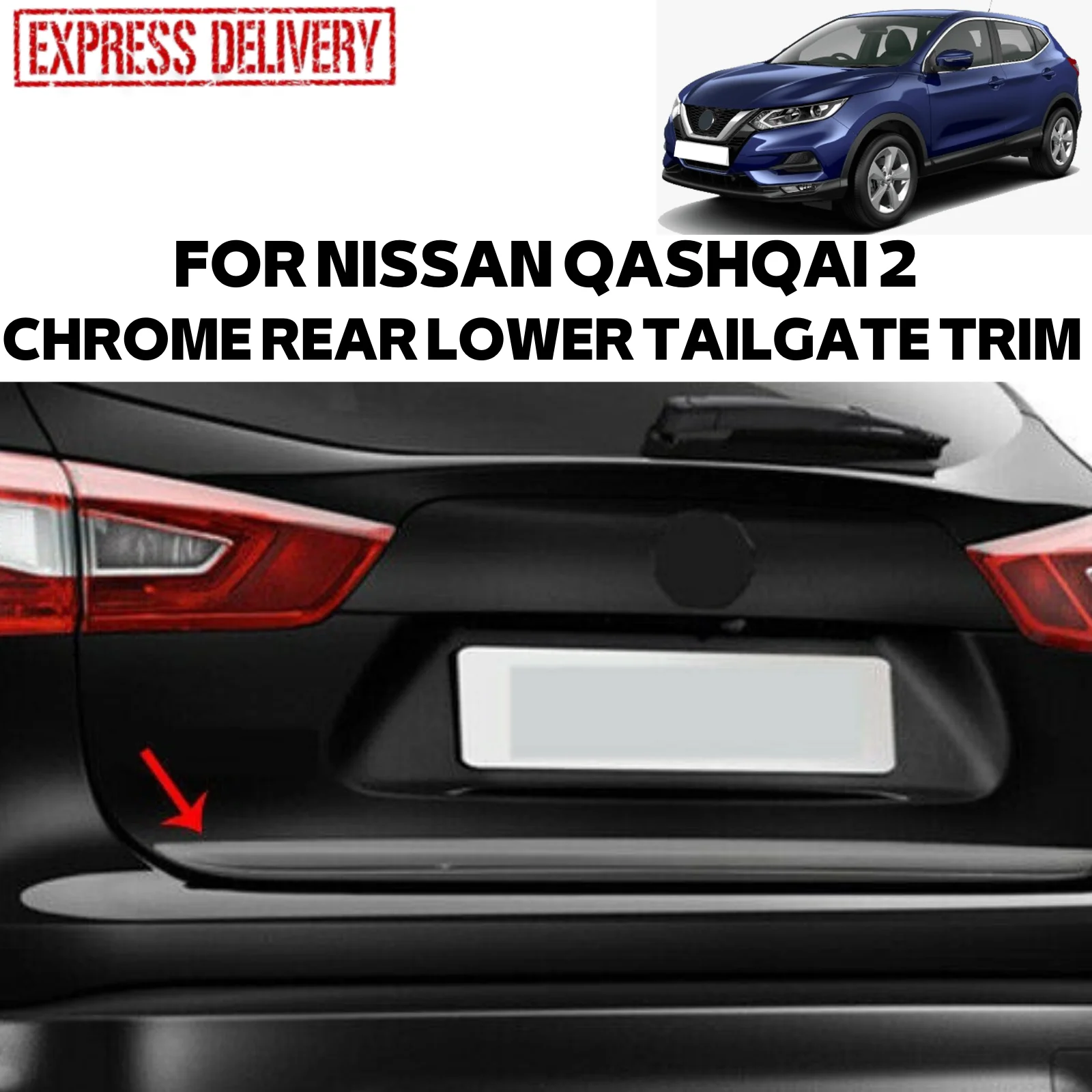 

Для NISSAN QASHQAI 2 2014-2021, черная хромированная нижняя крышка багажника, отделка багажника, лента из нержавеющей стали, новая модель, брендовые авт...