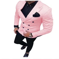 2022 new green mens suit double breasted 2 piece suit notch lapel blazer jacket tux trousers for wedding party jacketpants