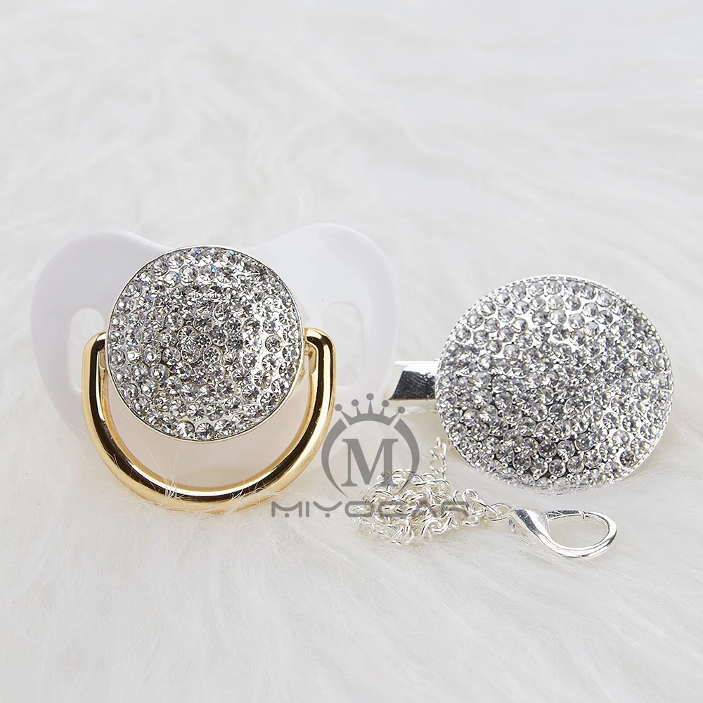 MIYOCAR Золотая красивая принцесса bling Серебряная «соска» и Соска-пустышка набор клипсов BPA бесплатно пустышка bling уникальный дизайн как