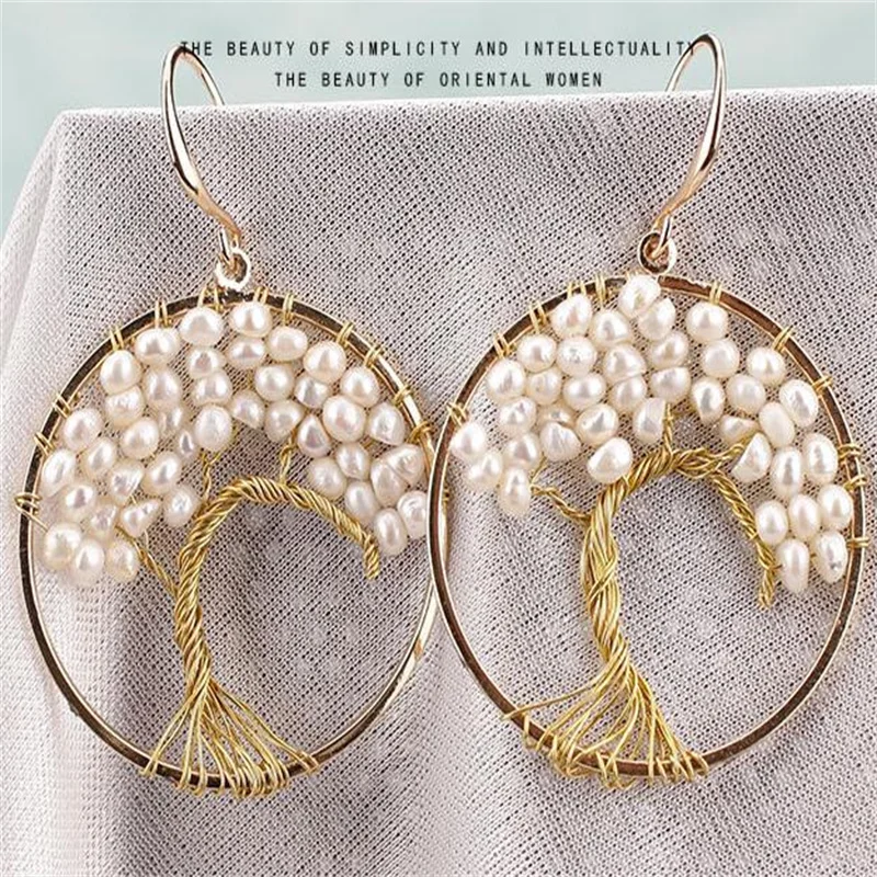 

Natural Pearl Pear Flower Man Ting Fang Ancient Style Earrings
