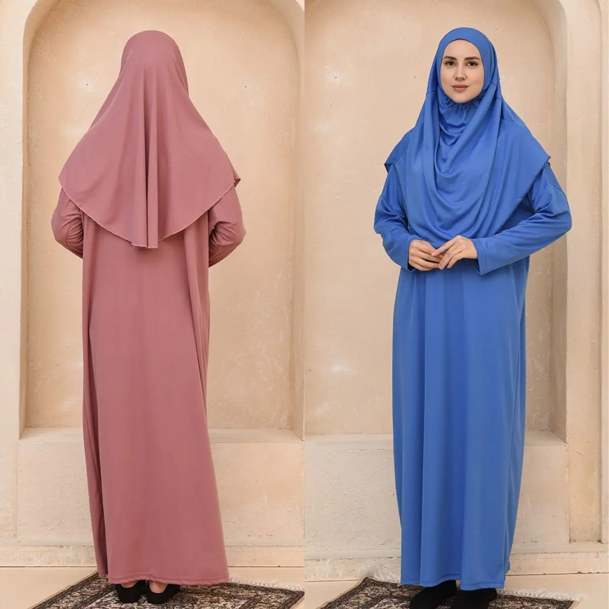 

Hijab Prayer Dress Unlined Bat Sleeve Zero Collar Long Women Muslim Hijab Clothing Fashion Casual Turkey Istanbul Islam Dubai