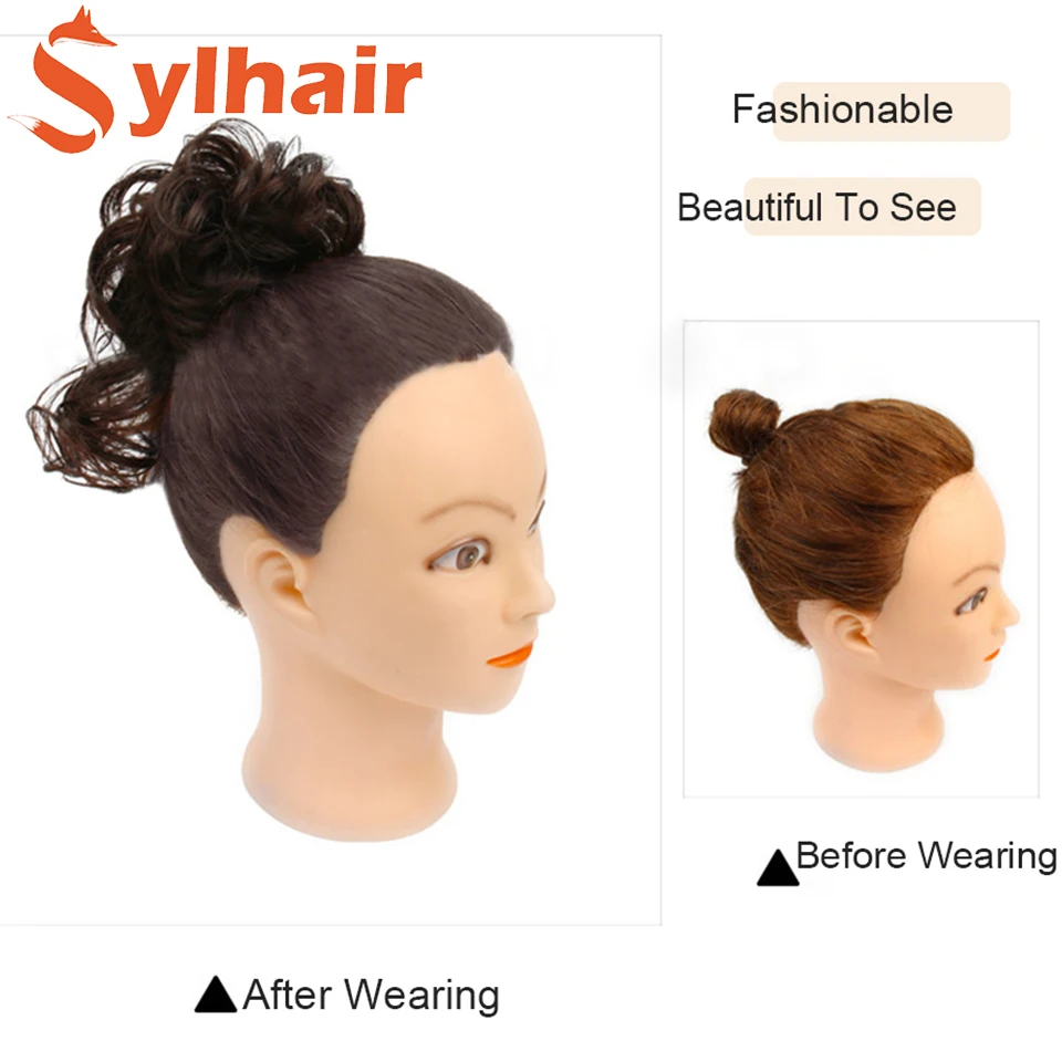 Женский синтетический шиньон для волос черный и коричневый цвет - купить по