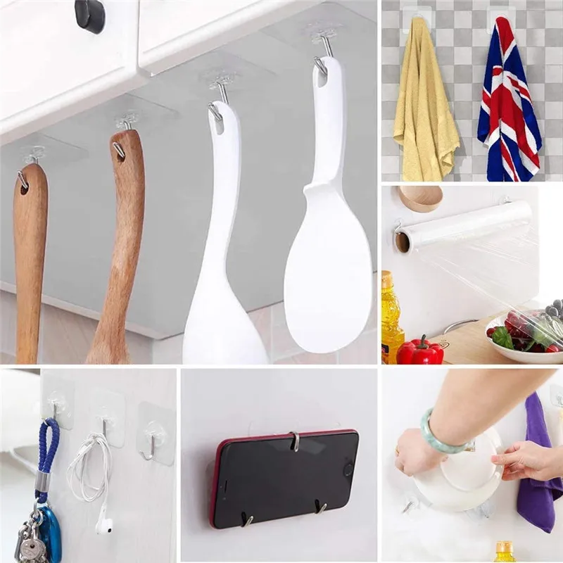 

Transparent Strong Self Adhesive Door Wall Hangers Hooks Suction Heavy Load Rack Sucker for Kitchen Bathroom non trace hook