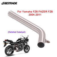 for yamaha fz6 fazer fz6 2004 2011 motorcycle exhaust middle link connect tube deleted catalyst pipe stainless steel slip on
