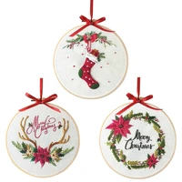 christmas embroidery kit for beginners diy kit with embroidery frame embroidery needle embroidery fabric english instruction