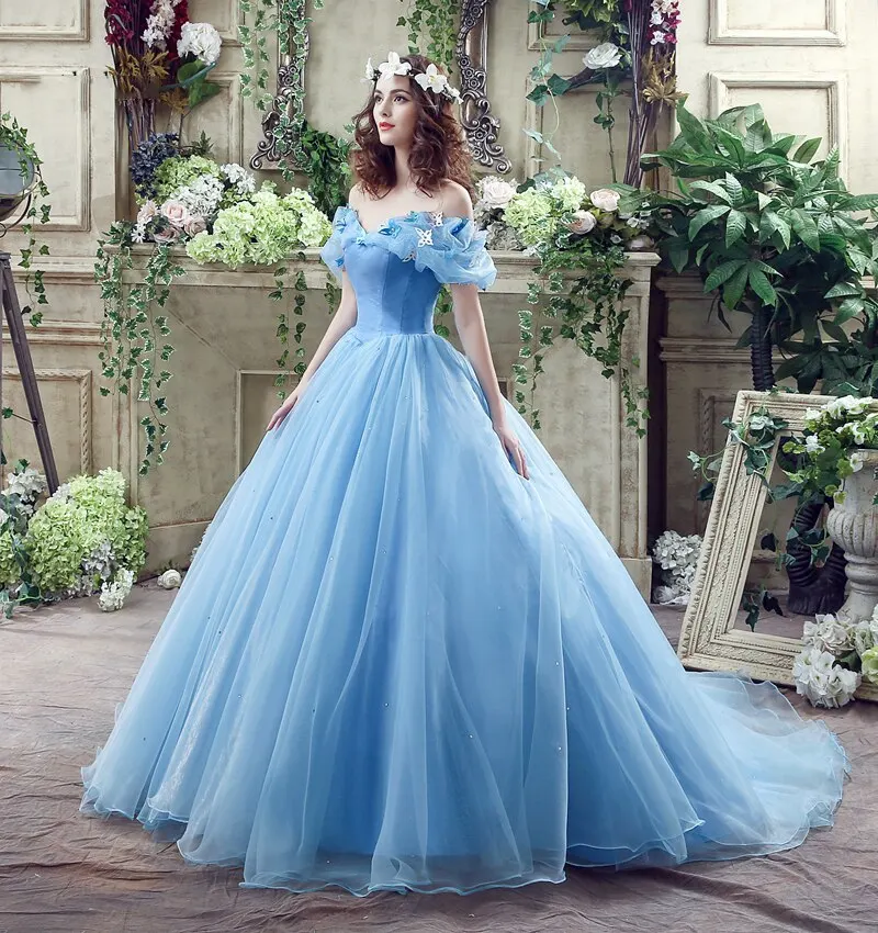 

Светильник-голубые волшебные платья для выпускного вечера 16 Quinceanera платья с открытыми плечами и бабочкой из органзы милые 15 маскарадные Бал...