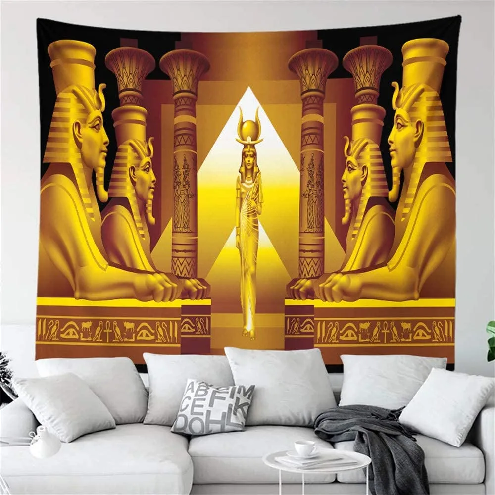 

Egyptian Pyramid Sphinx Tapestry Mounted Home Living Room Bedroom Home Interior Fresco Carving Wall Hanging Mysticism Decor