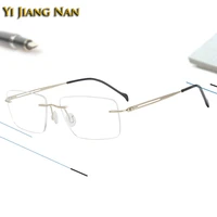 men pure titanium ip plating rimless prescription eyeglasses top quality lightweight optical glasses frame spectacle eyewear