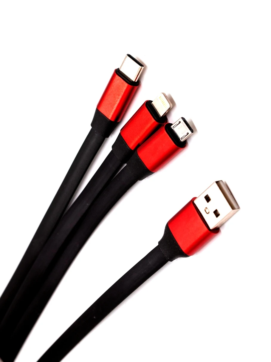 Кабель 3 в 1 с разъемом Micro USB Type-C 8-pin Lightning для быстрой зарядки iPhone Xiaomi Huawei Samsung Mobylos