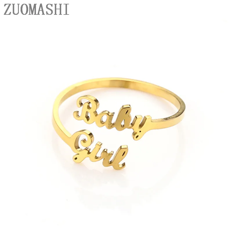Кольцо с надписью Babygirl регулируемое ювелирное изделие из нержавеющей стали