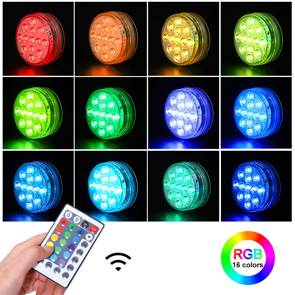 Погружной RGB светильник для бассейна 16 цветов 13 светодиодов с магнитом и