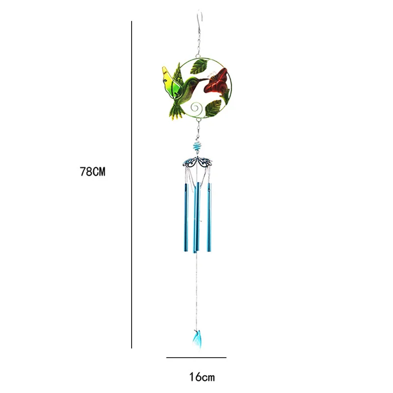 

Wrought Iron Wind Chimes Kingfisher Glass Painted Crafts Handmade Ladybug Butterfly Metal Glass Painting High Quality