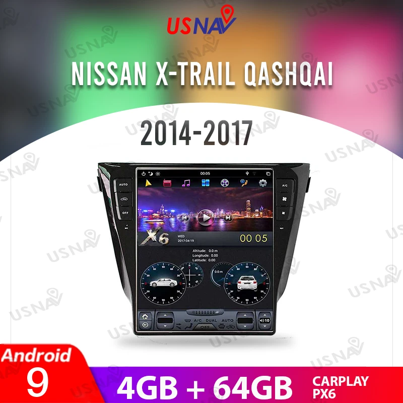 

USNAV 12.1" Tesla Style Screen Android 9 For Nissan X-Trail/Qashqai 2014-2017Car Multimedia GPS Navi Stereo Auto Radio Head Unit