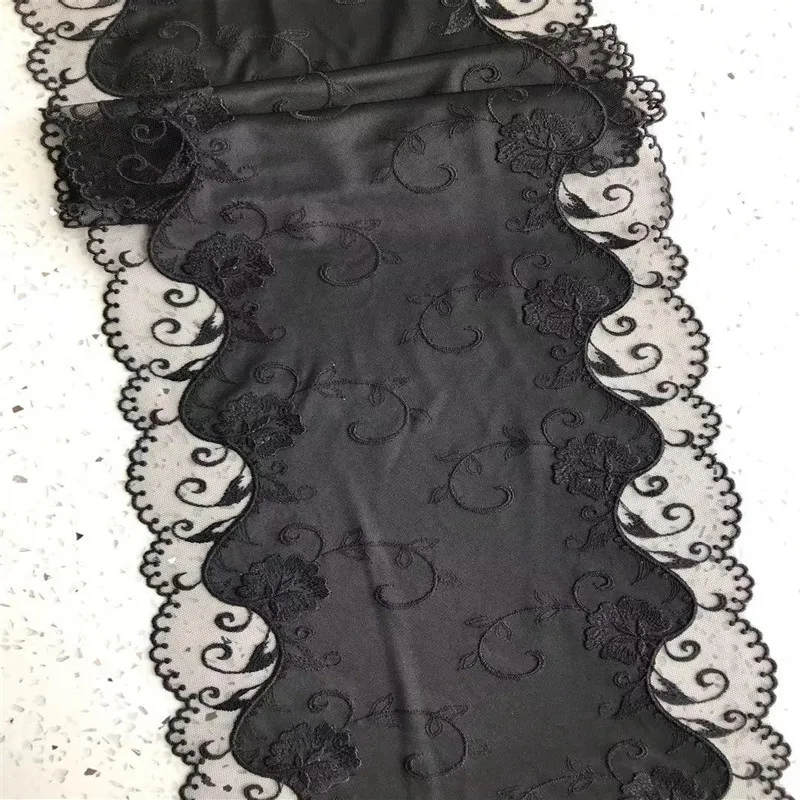

(1m/lot) Satin Fabric Lace Trims Embroidery Lace Trim Mesh Lace Trimmings Black Embroidered Lace Underwear Sewing Craft