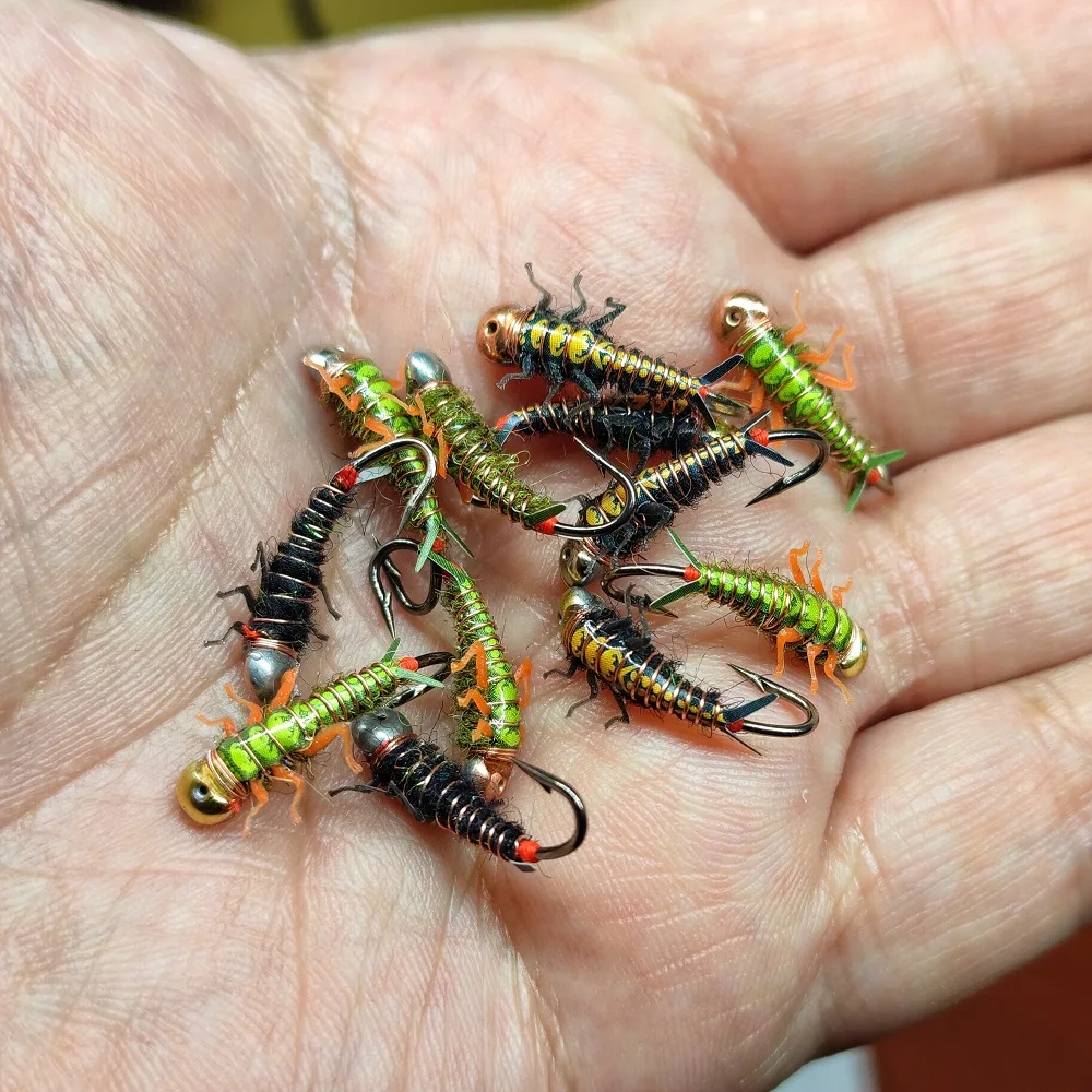 Мушка на мормышке нимфа Веснянки (Stonefly nymph) усиленный Нимфовый крючк Хариуса и