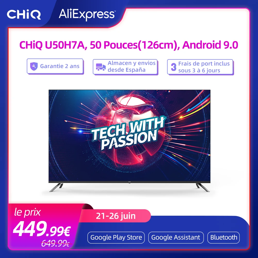 CHIQ 50 дюймов Android 9 0 Smart TV U50H7A 4K Wi Fi Bluetooth google Play Store Google wizard Chromecast bulit in|Телевизоры| |
