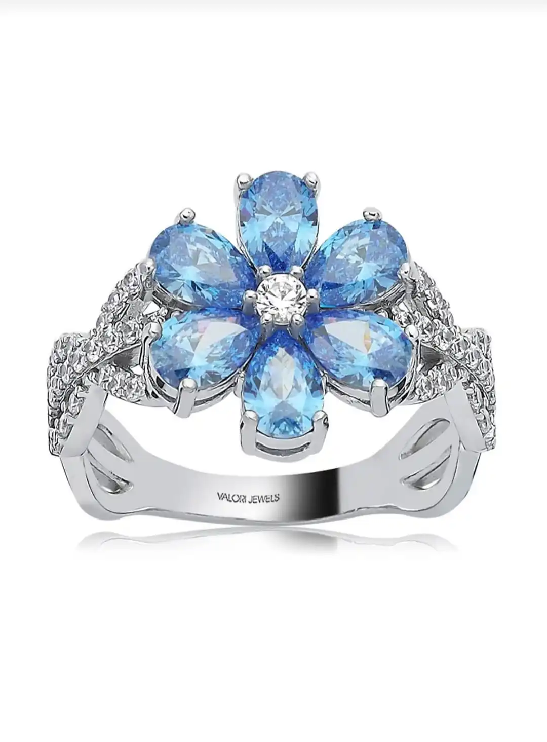 

Серебряное кольцо с цветком Драгоценности золота с цирконом Swarovski 2 карата.