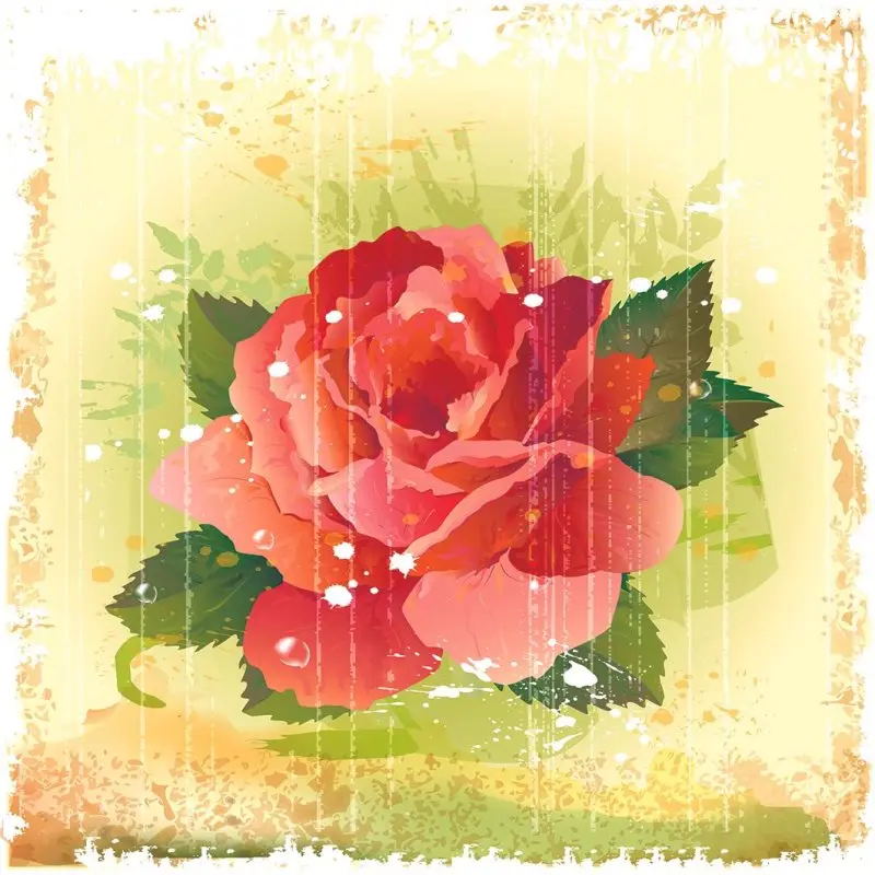 

Curtain Red Rose Green Leaves Romantic Retro Artwork Vintage Style Home Decorating