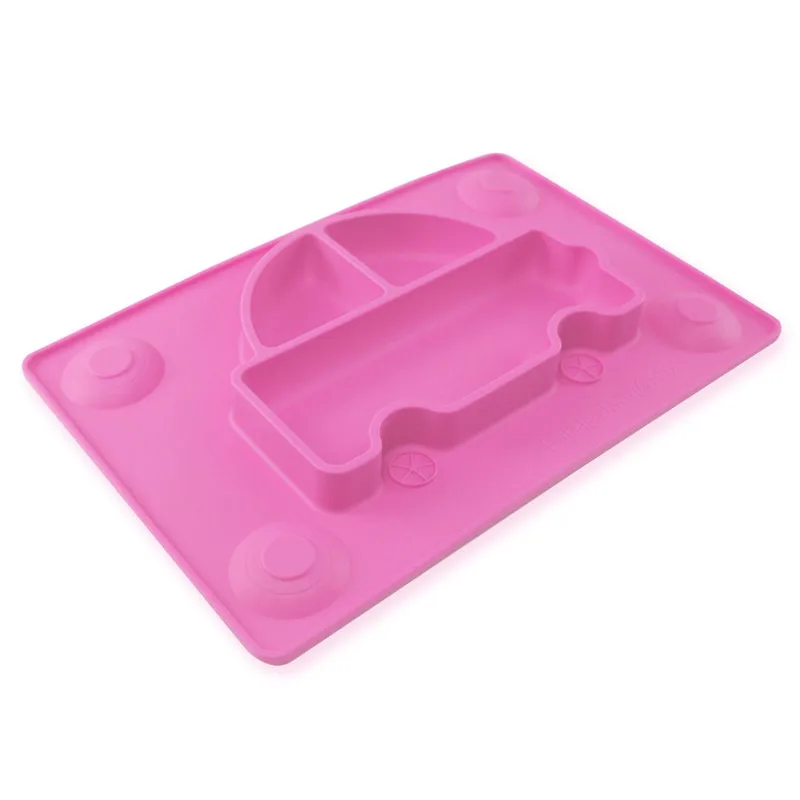 

10pc Baby Divided Plate Silicone- Portable Non Slip Child Feeding Suction Cup BPA Free Dinner cartoon Plate Microwave Dishwasher