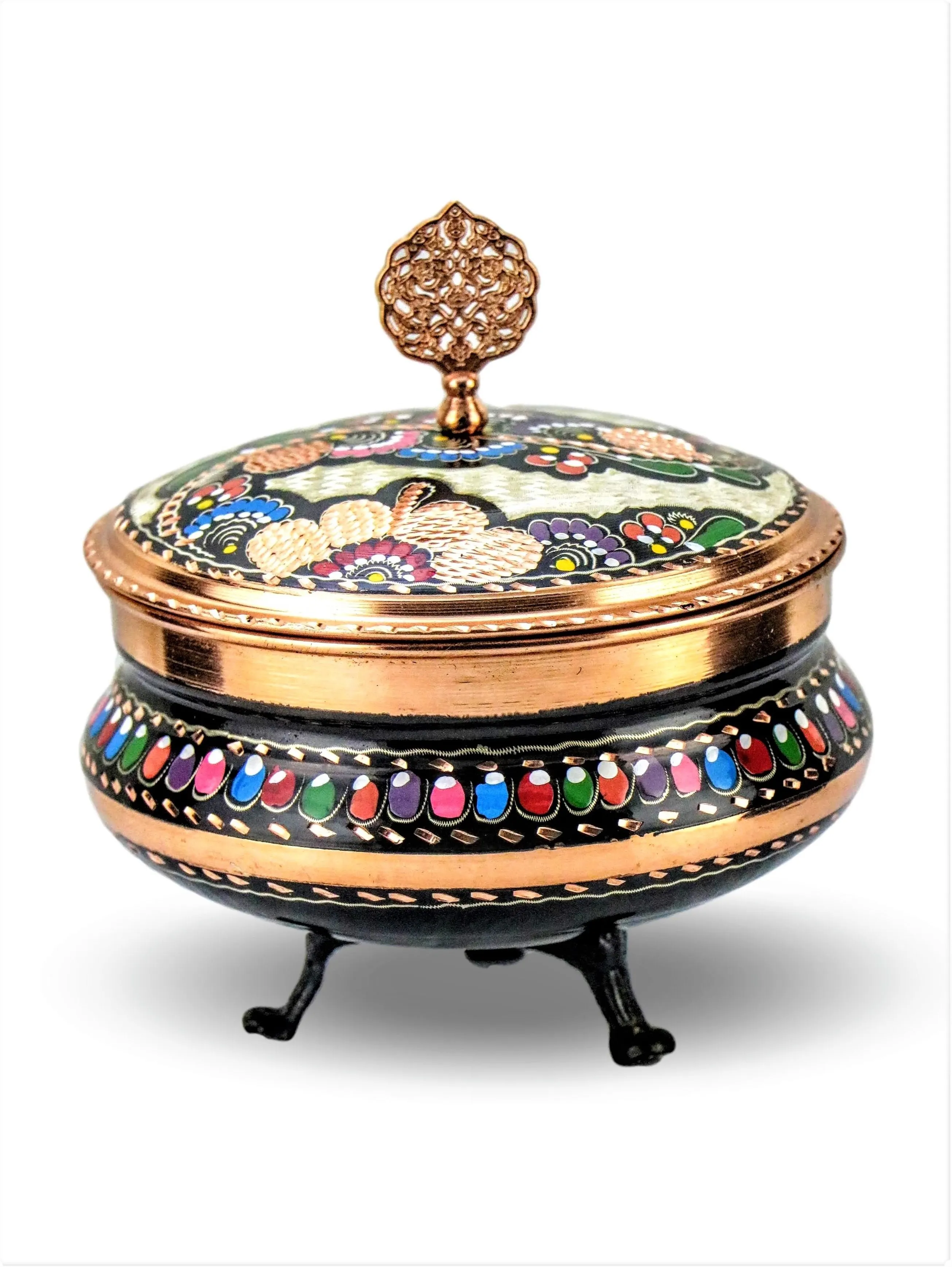 

Gül Çiçek Big Footed Copper Sugar Bowl Box Currier jar cruet