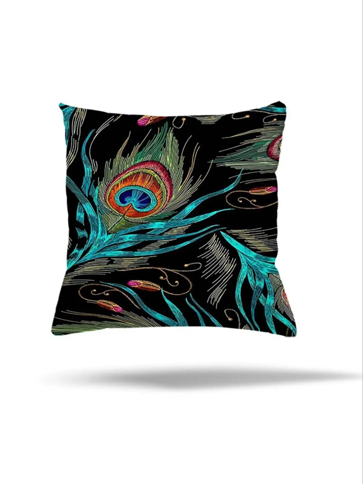 

Peacock Feather Ethnic Pattern Hidden Zipper Pillow Cover Cushion Cover Sofa Pillow Cover Hidden Zipper Pillow