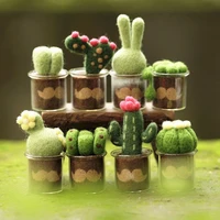 cactus needle felting kits with glass pots felting starter kit contains enough felting wool and tools english manual