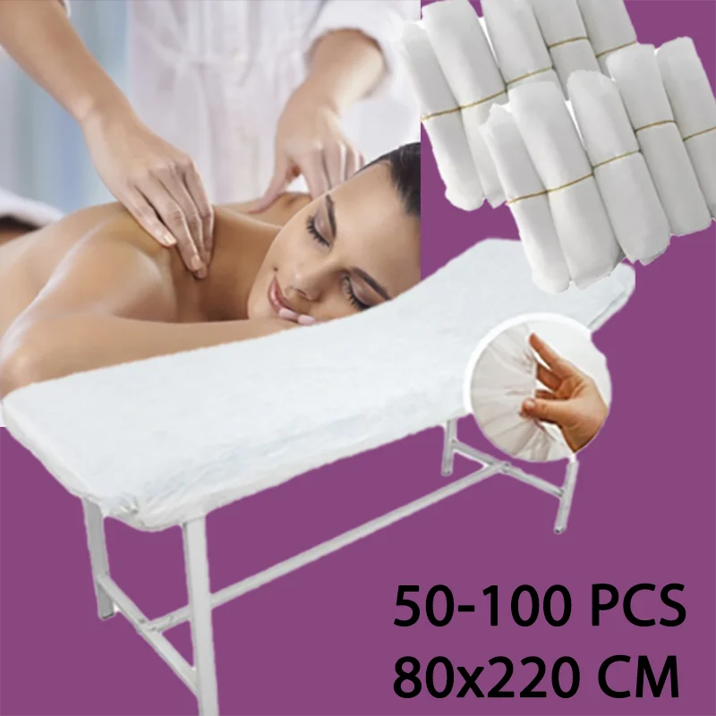 50 шт. эластичные одноразовый спа массажный матрас листа лежащей снизу крышка