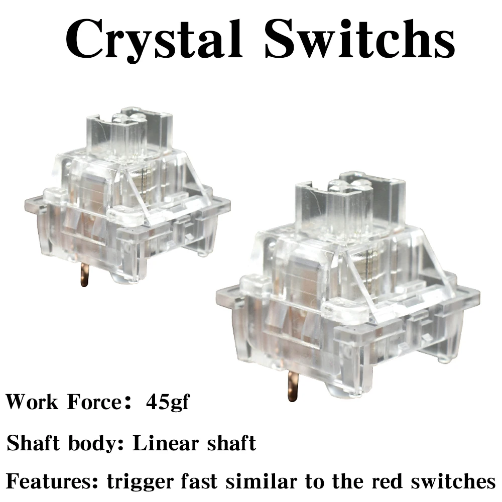 

Outemu Crystal Switches for Mechanical Keyboard Linear Switch 45/65gf 3pin RGB MX Game Mechan Switch Transparent Shaft