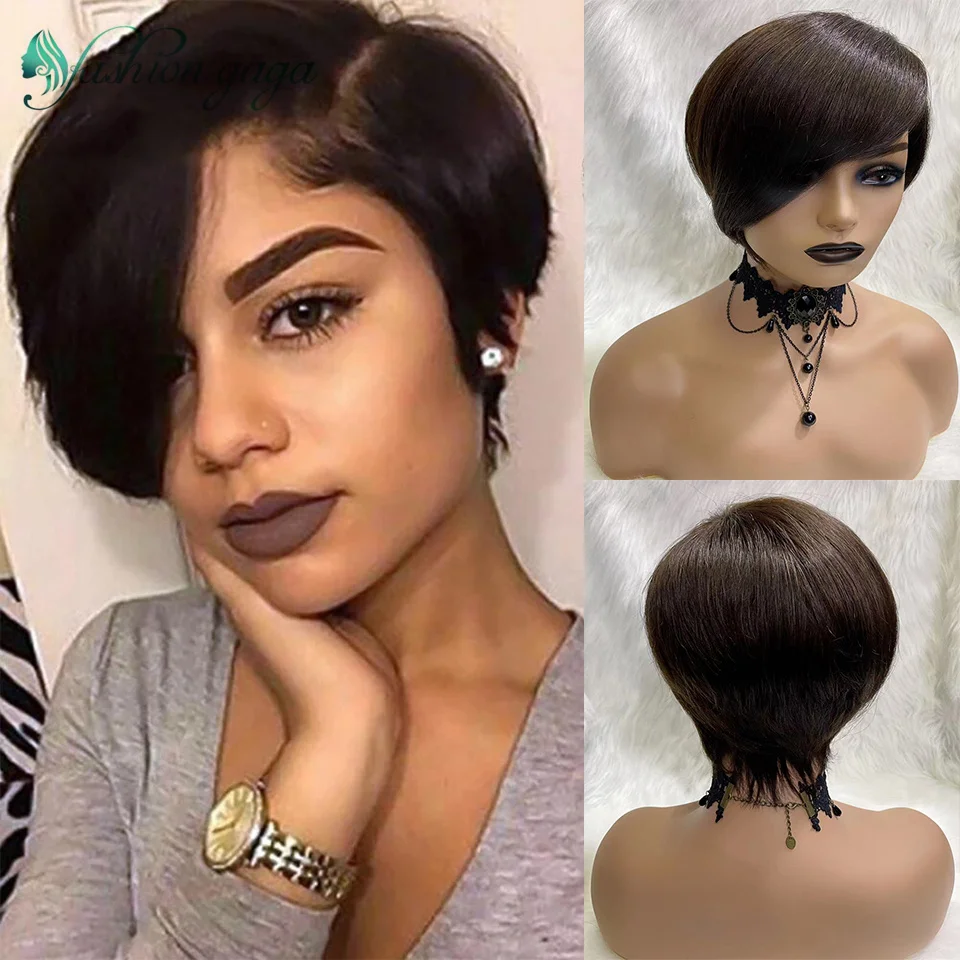 Короткий парик Боб с челкой парики из бразильских человеческих волос