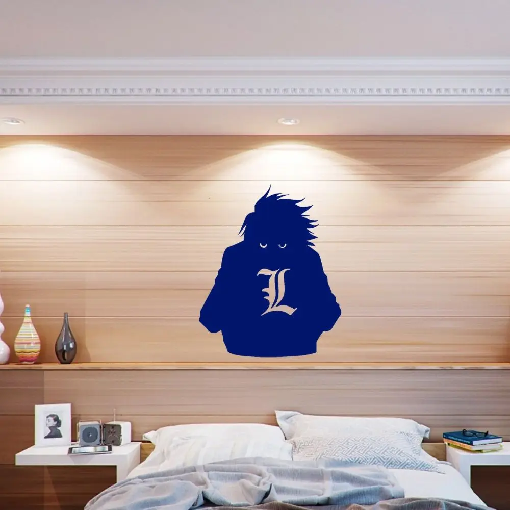 &quotL&quot Lawliet Deathnote Wall Art Anime Sticker Home Bedroom Kids Room Decoration Removable A001280 | Дом и сад