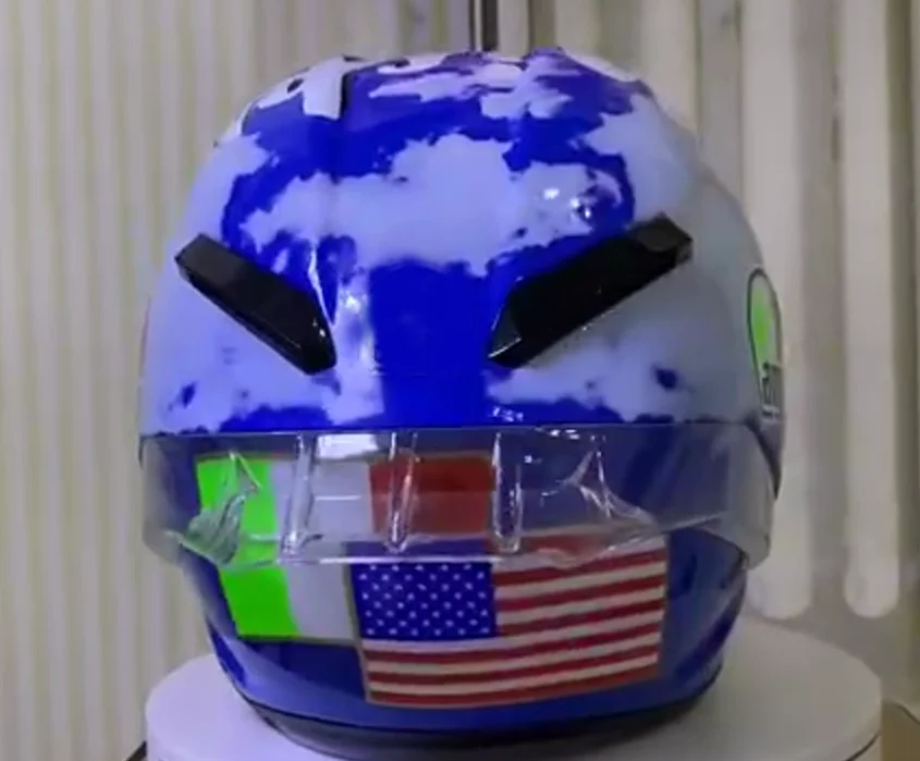 Мотоциклетный шлем на все лицо всесезонный синего цвета для мотокросса