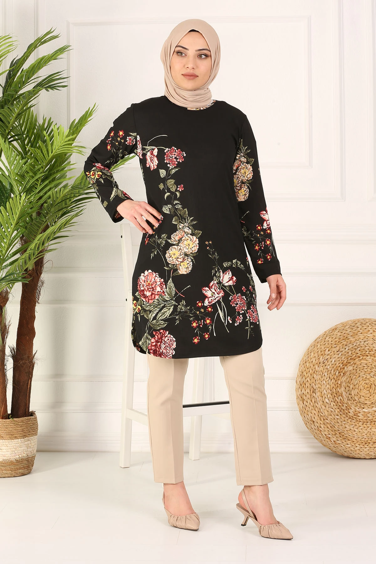 

Muslim Tops Women Long Tunic Shirt Turkey Flower Pattern Islamic Clothing Bluouses Eid 3XL 4XL Dubai Abaya Hijab Outfit 2022