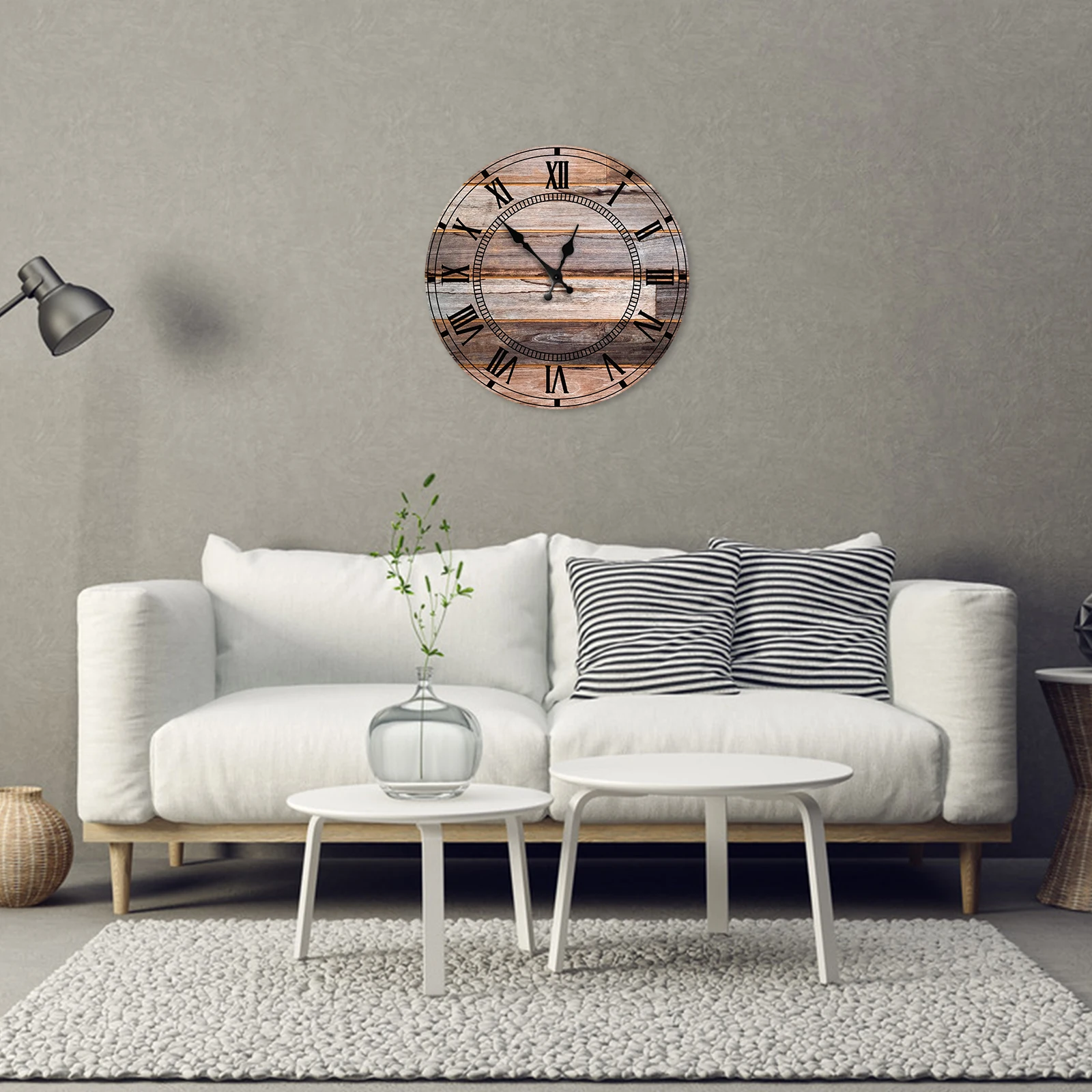 

Wooden Wall Clock Modern Design Home Decor Retro Solid Wood Wall Clock for Living Room Creative Silent Quartz Round Wall Clock