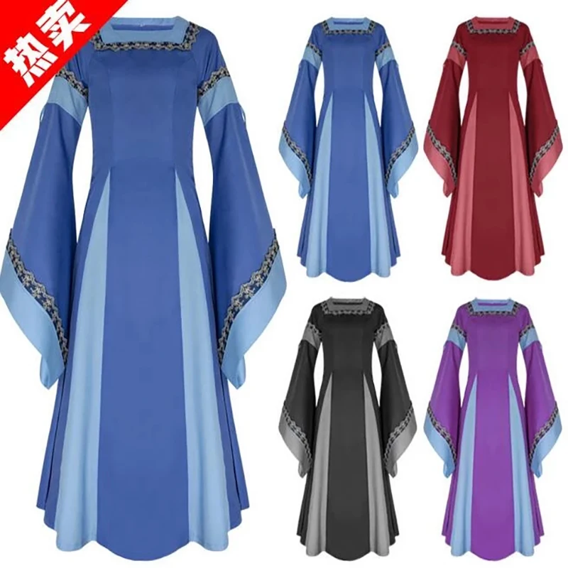 

women Victorian Plus size 3xl Vampire Dress Costume Medieval Maiden Fancy Cosplay Over Dress halloween costumes