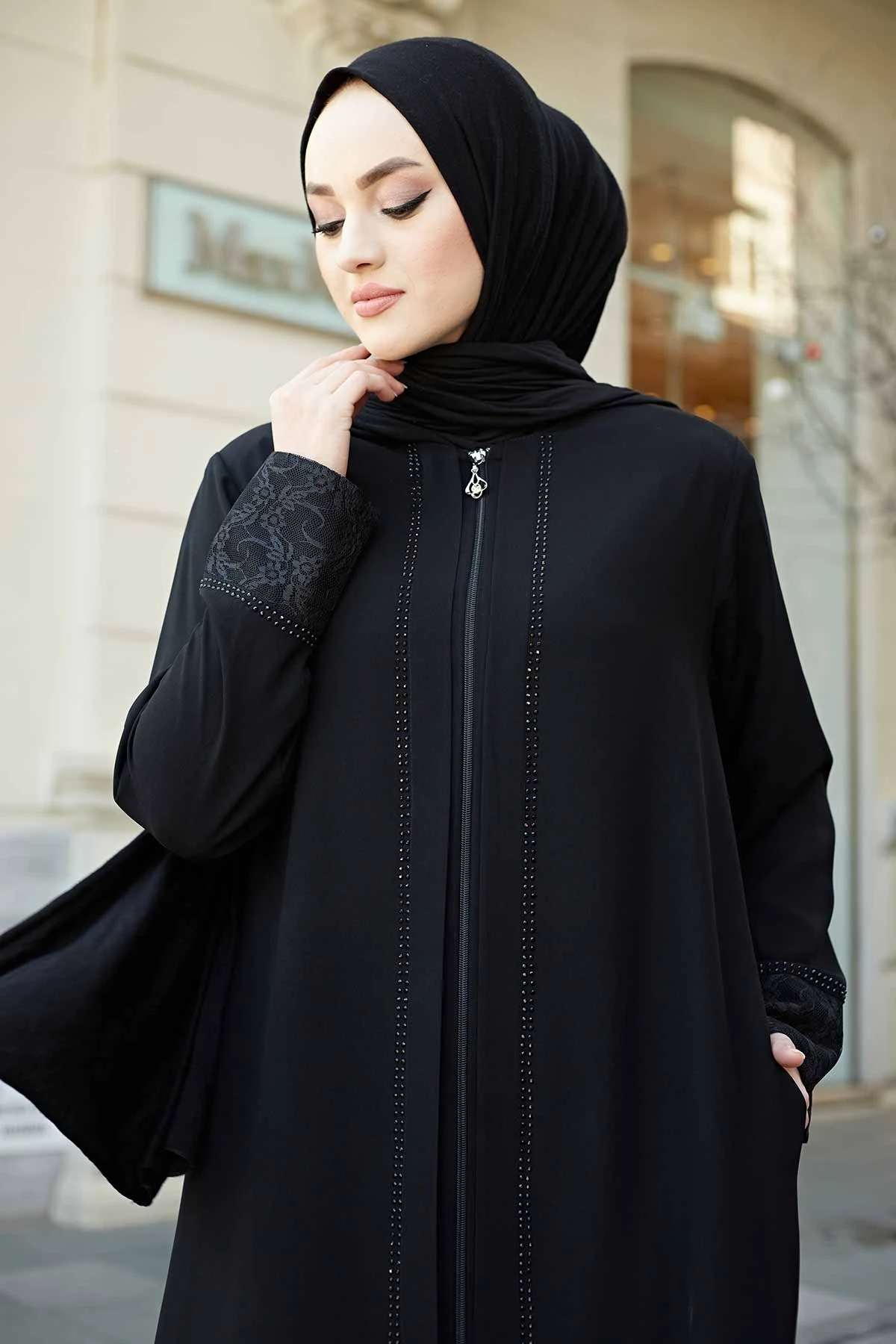

Lace Detailed Abaya Dress Turkey Muslim Fashion Islam Clothing Dubai Istanbul Istanbulstyles 2021