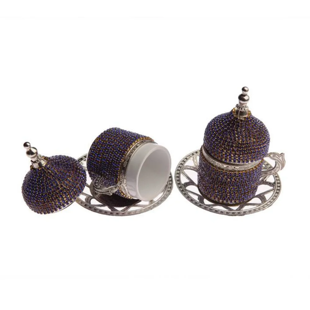 

Set of 2 Copper Ottoman Swarovski Turkish Coffee Cups Set Made in Turkey Arabic Coffee Cup Set Anatolian Turkish Coffe Cup Set