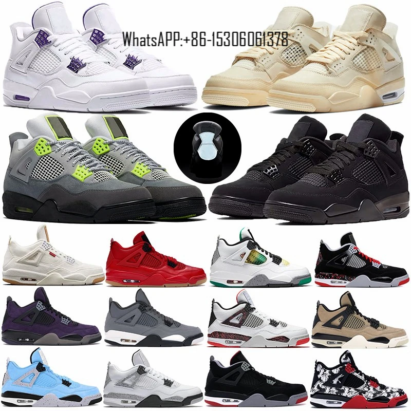 

2020 New Court Purple Red Green Carnival Fashion 4s Mens Basketball Shoes Cactus Jack 4 Black Cat 2020 Sports Mens Trainers