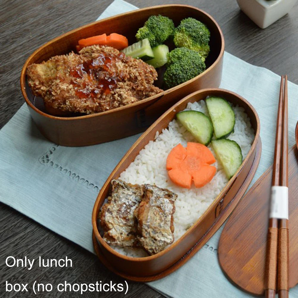 Двухслойный японский деревянный Ланч-бокс контейнер для еды Bento 1150 мл дома и