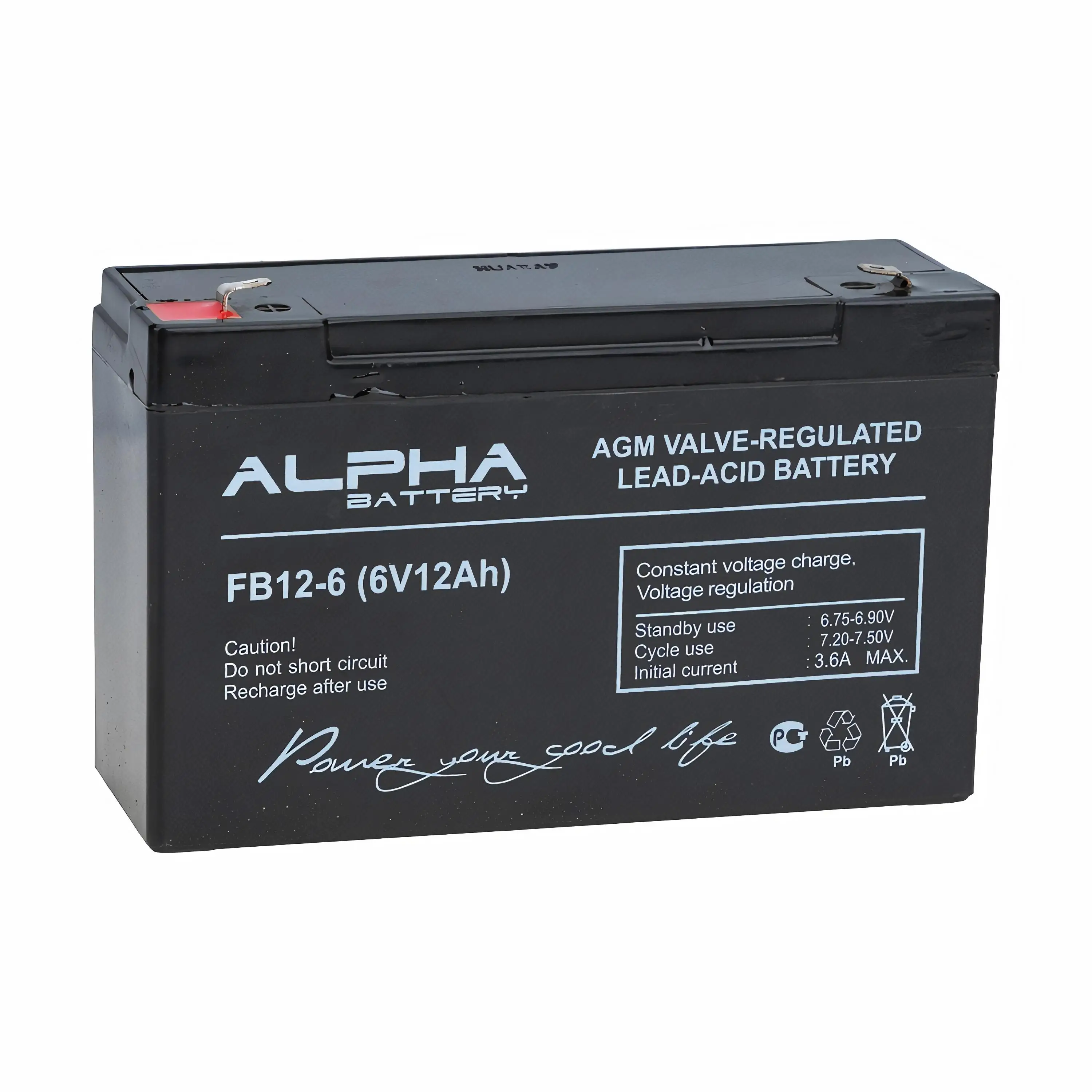 Battery ALPHA BATTERY lead-acid 6 volt 12 Ah acid milliamperes per hour mA h 6v v accumulator storage akb 6volt 12Ah agm vrla For Children baby