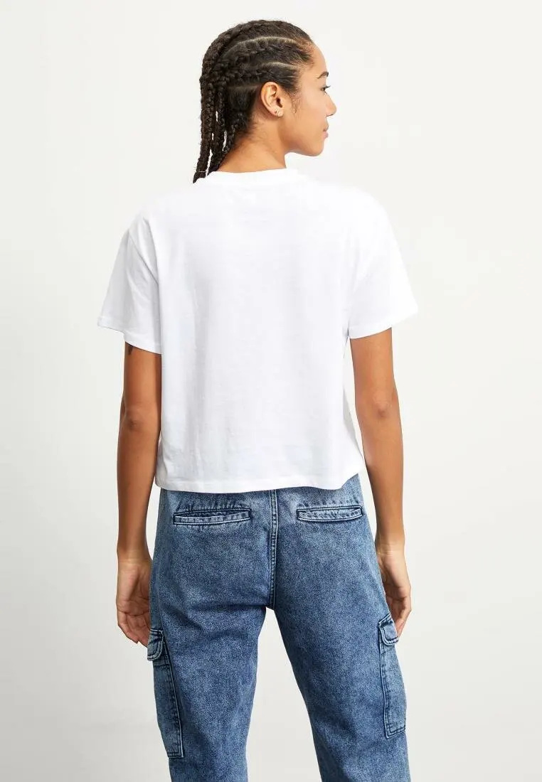 DeFacto женская футболка с коротким рукавом Женская Весенняя Повседневная белая