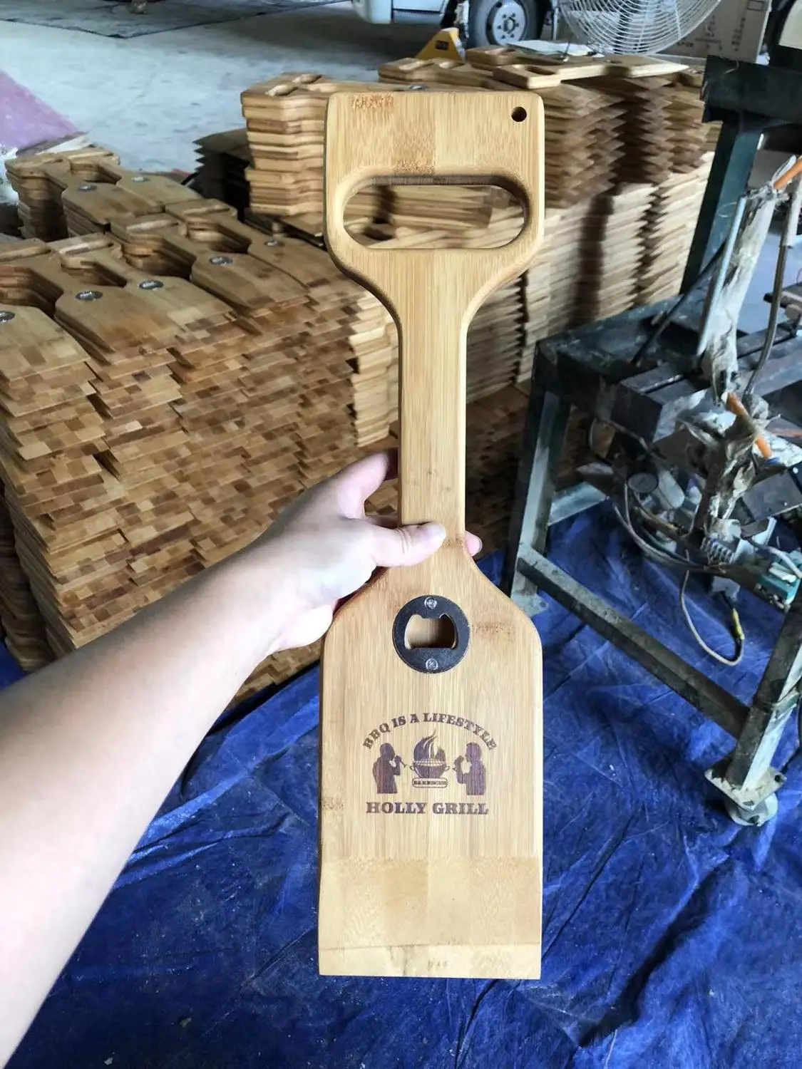 Фабричный деревянный скребок для чистки гриля Деревянный аксессуар с