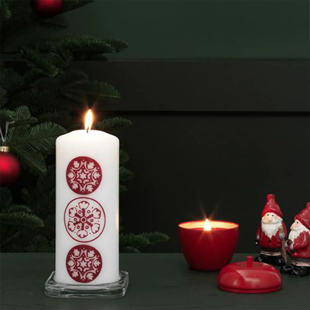 IKEA Winter Fashion Christmas Decor Scented Candle In Metal Tin Red Apple Design 2022 Vanilla Aroma Cinnamon | Дом и сад